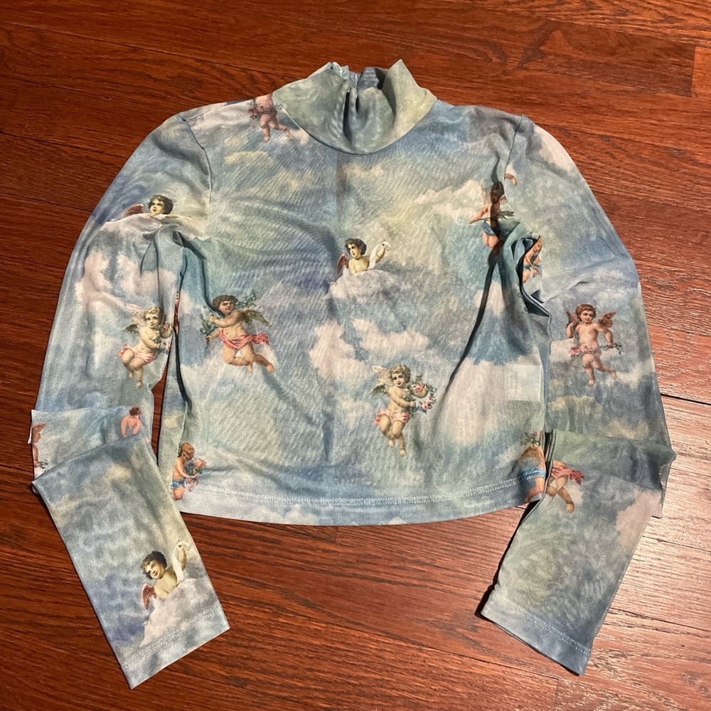 Motel Rocks Lara crop top ‘Angel blue sky’